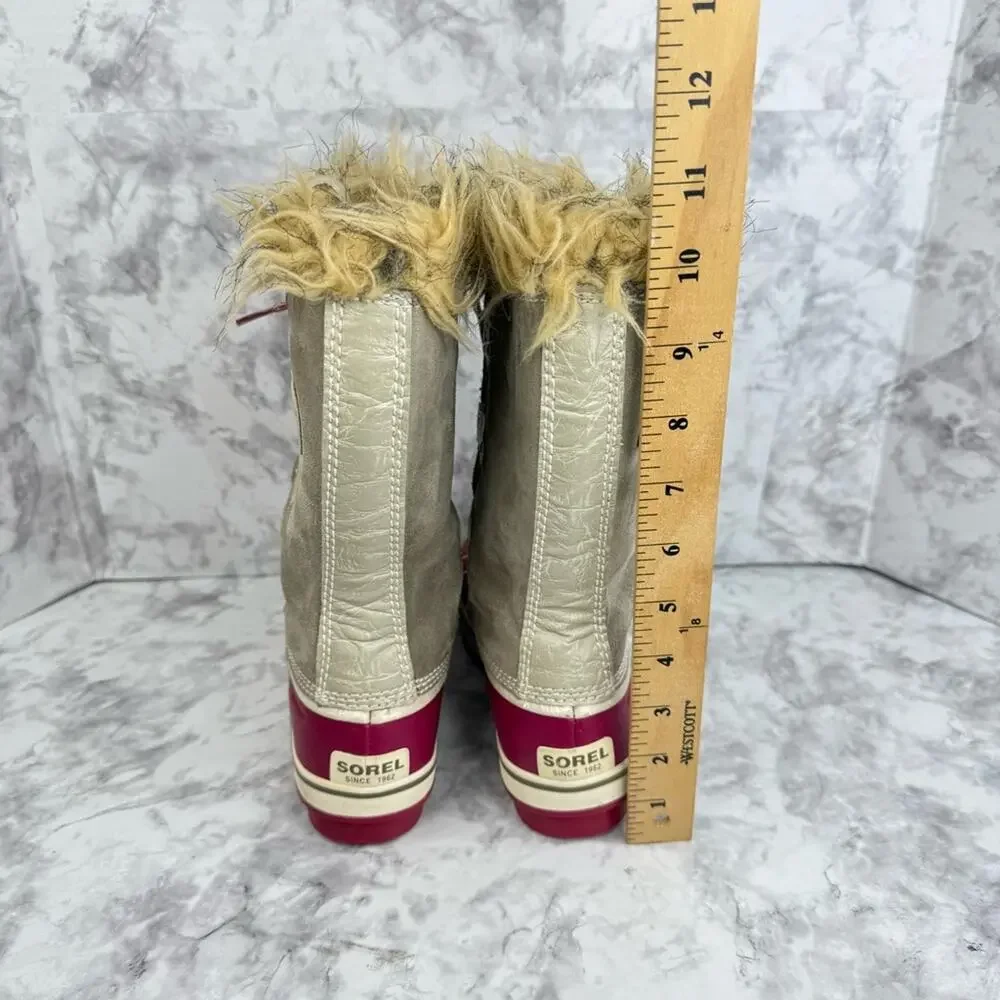 SOREL Brindle & Oyster Bray Tofino Faux Fur Winter Waterproof Boot Youth Sz 3